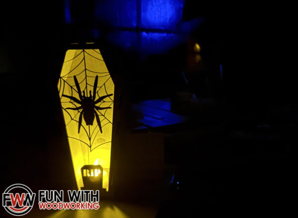 10" Coffin Lantern - Spider on Web - digital design files